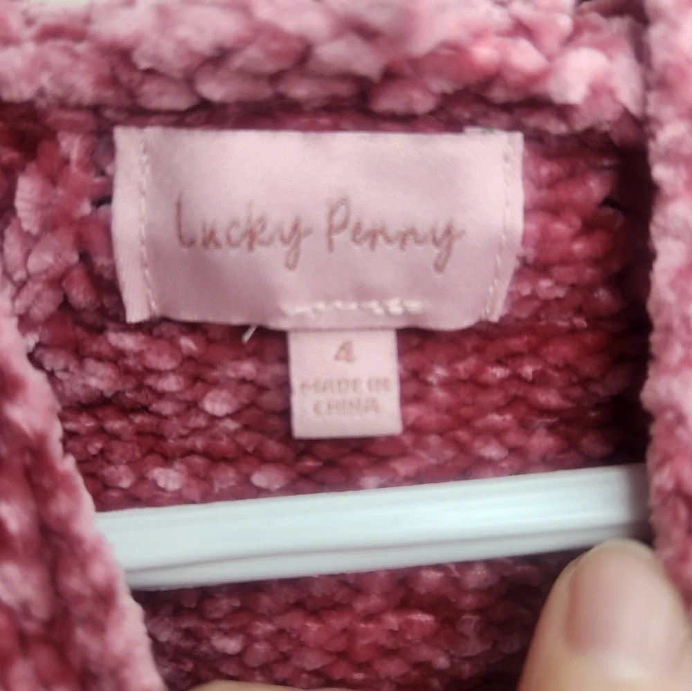 Girls Lucky Penny Hooded Chenille Sweater Sz 4